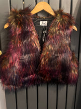 Load image into Gallery viewer, Red multi coloured gilet (Faux fur)
