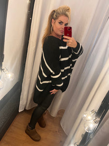Striped knitted hi low Jumper