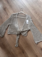 Load image into Gallery viewer, Crochet/ tassel cropped cardigan
