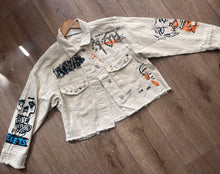 Load image into Gallery viewer, Cream graphite Denim jacket
