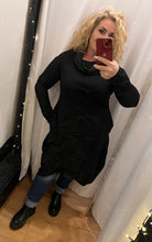 Load image into Gallery viewer, Cross over hem black tunic dress
