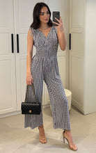 Load image into Gallery viewer, Diamond print Slinky flared jumpsuits
