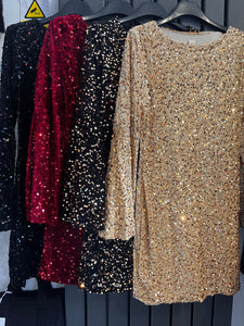 Long sleeved Sequin mini dress