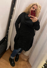 Load image into Gallery viewer, Cross over hem black tunic dress
