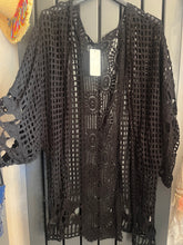 Load image into Gallery viewer, Black Crochet cardigan top
