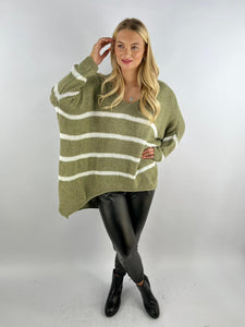 Striped knitted hi low Jumper