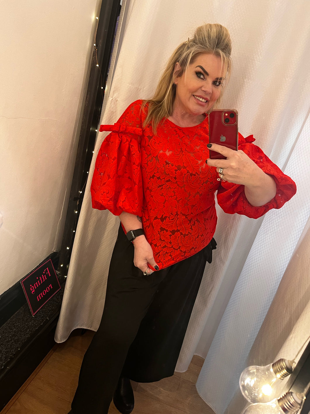 Lace top red
