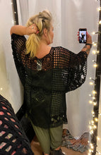 Load image into Gallery viewer, Black Crochet cardigan top
