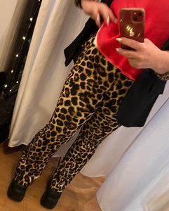 Leopard print bell cut pants