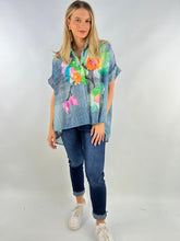 Load image into Gallery viewer, Denim style flowers shirts
