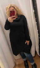 Load image into Gallery viewer, Cross over hem black tunic dress
