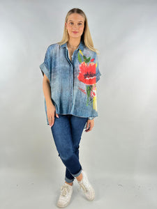 Denim style flowers shirts