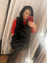 Load image into Gallery viewer, Faux fur hoodie gilet
