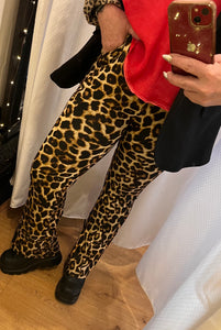 Leopard print bell cut pants