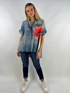 Denim style flowers shirts