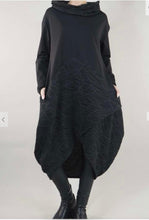 Load image into Gallery viewer, Cross over hem black tunic dress
