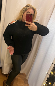 Pearl cold shoulder jumper