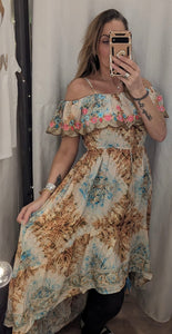 Printed Gypsy Bardot dress