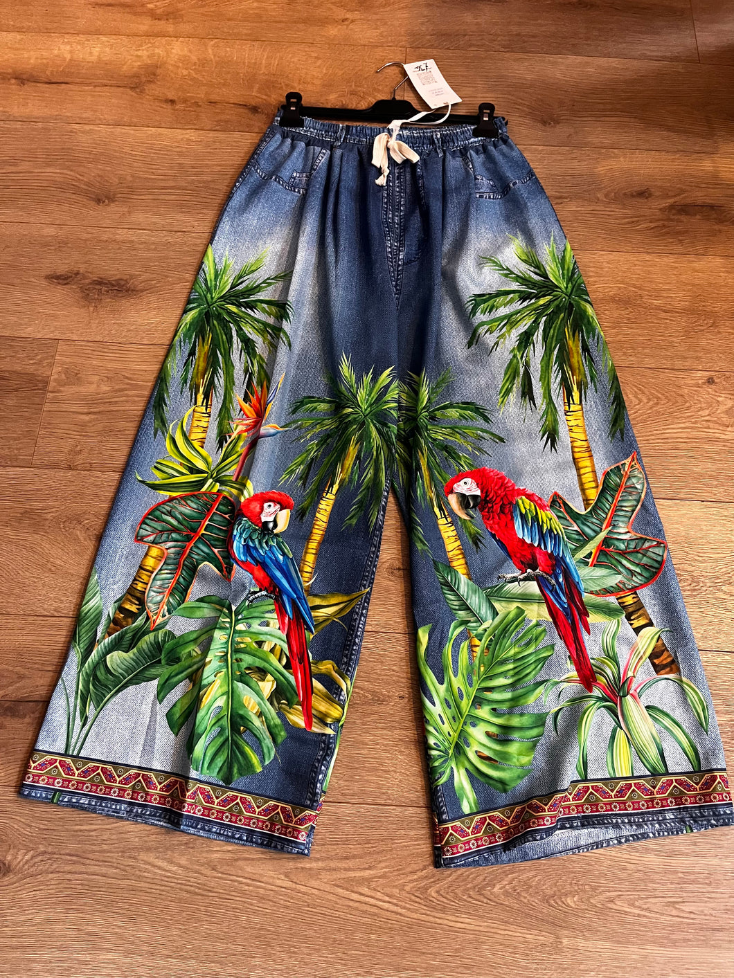 tropical print palazzo trousers