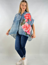 Load image into Gallery viewer, Denim style flowers shirts
