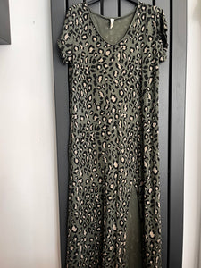 Leopard side split maxi dress