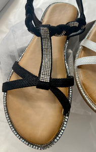 Black diamanté sandals