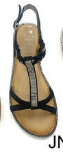 Load image into Gallery viewer, Black diamanté sandals
