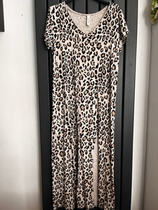 Leopard side split maxi dress